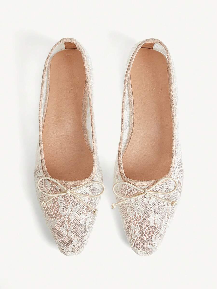 CUCCOO CHICEST Giày nữ mùa xuân hè mới, thiết kế nơ dễ thương, mũi vuông nhỏ, kiểu dáng slip-on, thanh lịch lãng mạn, đơn giản và gợi cảm, giày bệt nữ, giày dự tiệc hẹn hò, tiệc trà chiều, ngày Valentine, trang phục thanh lịch. - Hạnh nhân lớn - Xem 1