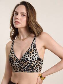 Hourtrue Women's Sexy Leopard Print Bra, Skin-Friendly Gather Underwear, Casual Versatile Mature Charm Sports Elastic Bra, Sexy Casual Comfortable Backless Uplift Non-Sagging Bra - Coffee Brown - View 8