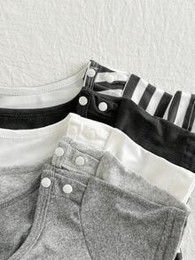 Souflis Souflis 5pcs Baby Boys' Casual Comfortable White T-Shirts, Spring/Summer - Multicolor - View 4