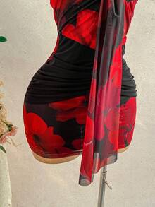 Soleia 女士度假休闲连衣裙，性感V领系带露背蝴蝶结褶皱迷你连衣裙，适合海滩、邮轮、度假、约会、下午茶、音乐节、波西米亚风、夏季、四季皆宜、日常通勤、婚礼季、派对、嘉年华等场合。 - 黑色 - 查看 4