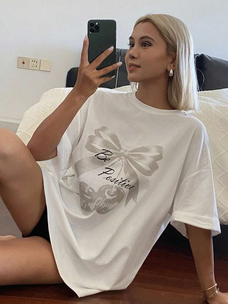 Women's Summer Round Neck Printed Loose Short Sleeve Pullover Casual T-Shirt