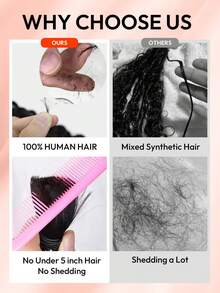 Boho Braids 60克50股卷曲真人钩编发，适合女性，长度14-22英寸，缅甸卷发束，100%真人发，预先分离，隐形奇迹结，羽毛钩编真人发，波西米亚风接发，自然黑1B# - S1B - 查看 11