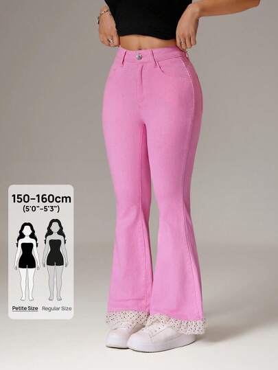 SHEIN PETITE 女士纯色简约日常牛仔裤