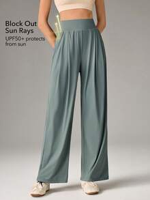OutZeal Women Sports Pants Daily Casual Lounge UV Protection Cool Touch Silky Soft Wide Leg Active Bottom - Green - View 2