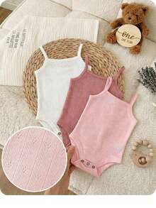 Newborn Baby Girl Casual Knit Cute Summer Romper, Multi-Color - Multicolor - View 2