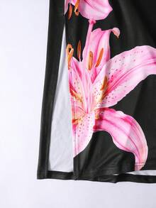 SHEIN Sparklyn 少女碎花修身吊带连衣裙，适合海滩和度假穿着 - 彩色 - 查看 4