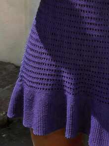 Selianne Spring/Summer Sleeveless V-Neck Backless Knit Dress, Casual Beach Vacation Style - Navy Blue - View 5
