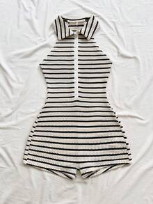 Soleia 女士夏季休闲条纹无袖连体裤 - 彩色 - 查看 3