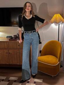 Pariaura Women's Polo Collar Patchwork Short Sleeve T-Shirt, Slim Fit Pullover Top, Spring/Summer - Multicolor - View 3