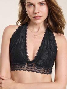 Hourtrue 1 chiếc áo ngực không gọng, viền ren, không lưng dành cho nữ - màu đen - Xem 5