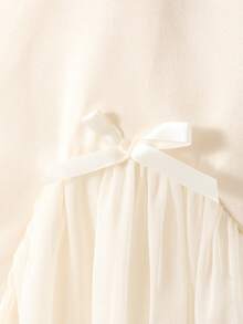 Elladie kids 1 chiếc đầm không tay dáng chữ A phối lưới, cổ Peter Pan và nơ cho bé gái, thích hợp cho các buổi gặp gỡ hàng ngày, lễ hội và các dịp kỷ niệm, đầm công chúa. - Màu be - Xem 10