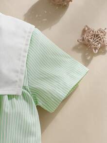 Souflis Souflis Baby Boy Bear Print Striped Short Sleeve Romper - Green - View 4