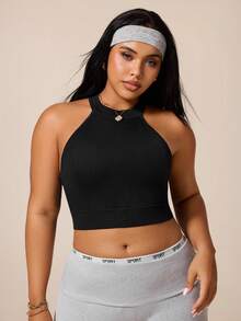 Rhythm Era Plus Size Women Sports Bra Seamless Fitness Yoga Workout Running Training Top - Black - View 3