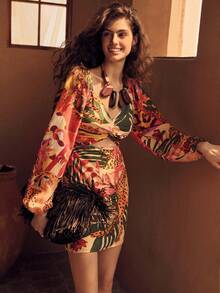 MOTF PREMIUM 女士亚麻印花度假连衣裙 - 彩色 - 查看 4