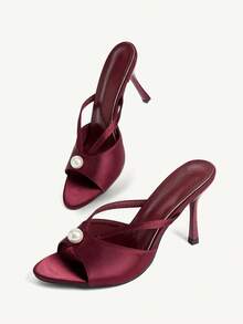 CUCCOO CHICEST Women's Spring And Summer New Burgundy Pearl Ankle Strap High-Heeled Sandals Fashionable And Comfortable Versatile Sexy Party Banquet Wedding Sandals - Victoria 65 Burgundy - View 6