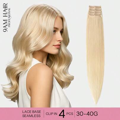 4 miếng tóc nối thẳng, 8 kẹp, 100% tóc thật, màu P613# vàng ánh kim, dài 12-18 inch, kiểu tóc nối đôi, kẹp vô hình, tóc thật Remy, thích hợp cho phụ nữ và bé gái, sử dụng hàng ngày, che phủ toàn bộ đầu, cho mùa đông, Giáng sinh, Halloween, trang phục mùa thu.