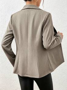 xheEMERY ROSE Chaqueta de blazer ajustada de manga larga y sexy de color negro para mujer, para inviernoxhe - Albaricoque 2 - Ver 2
