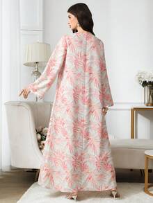 Yasmyna Women's Elegant Floral Print Arabic Style Dress - Multicolor - View 3