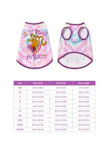 Nick 90s | SHEIN 1 Piece Cartoon Pattern Printed Pet Vest, Cat Clothes, Dog Clothes, Size XXS-XXXXL, Extra Small, Extra Large, Nick 90s. - Purple - View 5