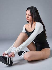 SHEIN BASICS 女款 95%棉 3件組針織短版圓領上衣，黑色、白色、麻灰，休閒純色夏季運動休閒健身瑜珈運動基礎百搭款 - 彩色 - 查看 7