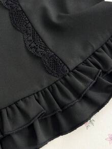 SHEIN Unity Women's Solid Color Bow Decor Halter Top - Black - View 6