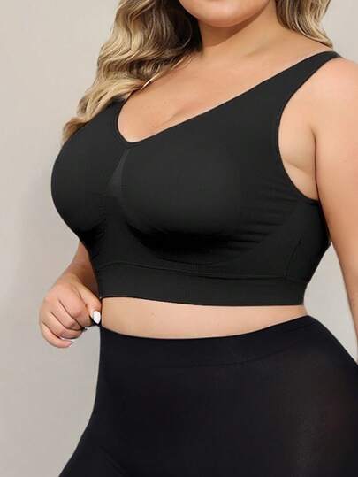 SHEIN 1 chiếc áo lót hai dây không đường may, không gọng, thoải mái dành cho nữ cỡ lớn