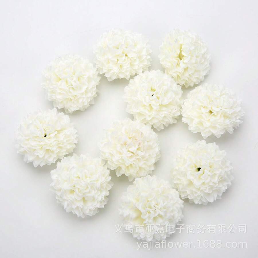 Faux Hydrangea Full Simulation Silk Flower Head With Stem For Wedding Center Decoration Home Garden Baby Shower Party Decoration (White) - White - View 1