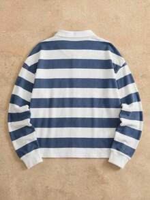 HIMLAND Áo thun polo dài tay kẻ sọc Colorblock thường ngày dành cho nam, mùa thu, dành cho mùa thu - Nhiều màu - Xem 2