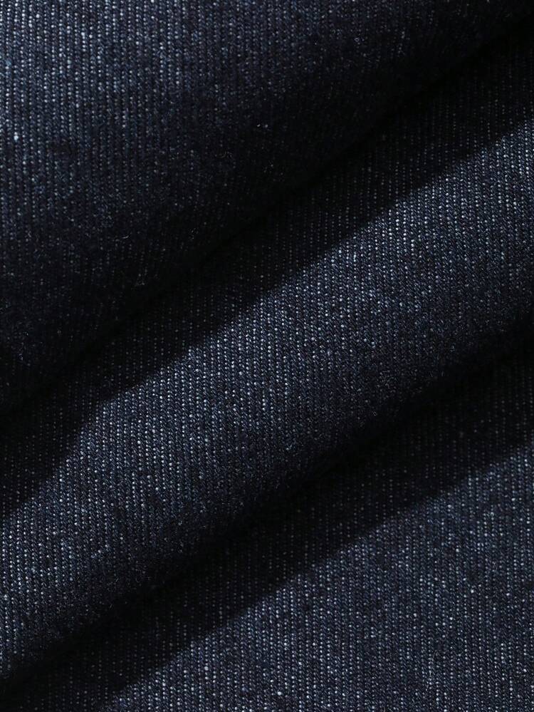 Men's Plus Size Washed Blue Solid Color Denim Jeans, Suitable For Spring And Autumn