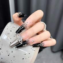 Bộ dụng cụ trang trí móng tay hình gai nhọn và dây xích phong cách Punk - Phụ kiện làm móng nghệ thuật Gothic tự làm, dụng cụ làm móng, phụ kiện trang trí móng, đá trang trí móng. - Bạc - Xem 7
