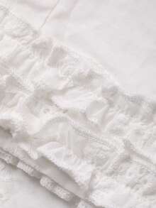 DAZY Damen Loose Uni Jacquard Stoff Elastischer Bund & Saum Spitzenbesatz Lässig Hose, Frühling/Herbst - Weiss - Übersicht 8