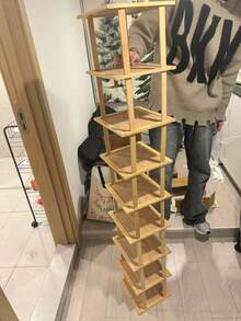 1个简约加厚竹制鞋架，多层鞋子收纳架，适用于卧室、玄关、走廊和客厅 - 黃色 - 查看 7