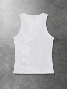 Goth Men's U-Neck Sleeveless Fashionable Printed Casual Versatile Tank Top, Summer - White - View 2