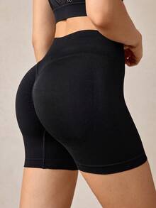Veilyse Celana Pendek Pelangsing Pinggang Tinggi, Celana Pendek Bersepeda Skinny dengan Pengangkat Tersembunyi, Musim Semi/Panas untuk Musim Panas - Hitam - View 2