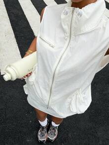 Muchica Summmer Woven Lightweight Sleeveless Jacket And Skirt Casual Streetwear Sportswear Set, Suitable For Outdoor Sun Protection. Ytk Clothes Trending Outfit Pinterest Outfit Ootd Outfit For Women Yatch Outfit White For Women Klkxmyt Women Fashion Clothes Zoey Outfit Yk Outfits Outfits Women Set ,Vacation Outfits Women Day Time - White - View 8