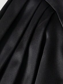 SHEIN MOD 黑色缎面长裙 - 黑色 - 查看 4