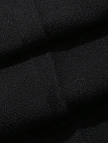Dazy Plus Solid Color Loose Straight Leg Casual Black Pants, All Season - Black - View 3