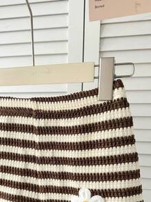 SHEIN Tween-Mädchen Lässig Basic strukturierter Strick Ärmelloses Top und Shorts Set, Weiches Strickkleid, Spitzenkleid, Punkte Kleid, Schleife Kleid, Sommerkleid, Sommer Outfit, Strandkleid, Abschlusskleid - Braun - Übersicht 4