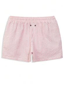 Azuldrift Men's Summer Striped Drawstring Waist Beach Shorts Holiday / Vacation / Beach / Hawaii / Tropical / Swim /  Bathing - Pink - View 6