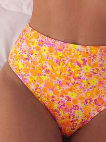 SHEIN Swim Mod Bộ bikini 2 mảnh mùa hè dành cho nữ, áo hai dây in họa tiết màu ngẫu nhiên và quần đùi cạp cao, thích hợp cho kỳ nghỉ biển. - Nhiều màu - Xem 3