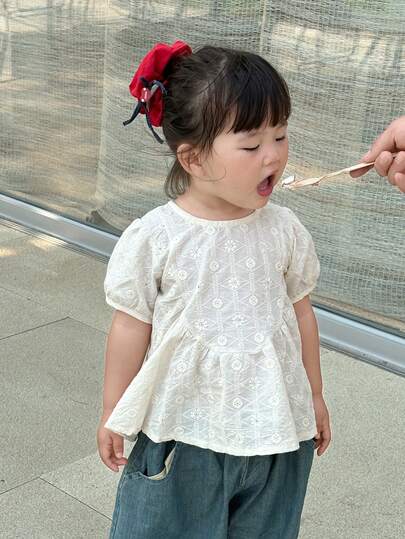 DAZY Infant/Toddler Girls' Lace Korean Style Fresh Short Sleeve Top, Spring/Summer