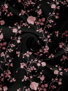 Reflora Blusa de manga larga con cuello con muesca, estampado floral todo sobre, estilo casual de vacaciones, talla grande para mujer, primavera/otoño - Negro - Ver 5