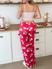 SweetSlumber Sweet & Cute Striped Cherry Color Block Camisole Women Pajama Set - Multicolor - View 2