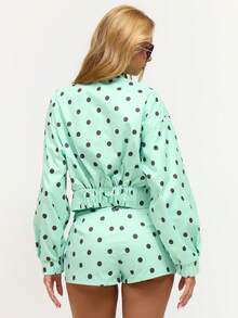 MUSERA 高领波点外套，春夏度假休闲优雅少女夜晚约会必备 - 彩色 - 查看 4