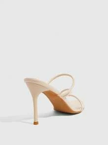 CUCCOO SZL Women Shoes Women's High-Heeled Sandals Spring And Summer New Thin Strap Round Toe Thin Heel High-Heeled Sandals Temperament PU Leather Multi-Color Strap Daily Commute Dating Party Sexy Elegant Women's Shoes Summer Shoes - Beige D - View 3