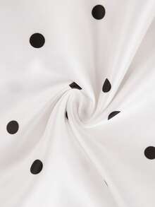Franclia 大码优雅波点印花松紧腰褶裥半身裙 - 黑與白 - 查看 4