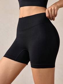 Veilyse Celana Pendek Pelangsing Pinggang Tinggi, Celana Pendek Bersepeda Skinny dengan Pengangkat Tersembunyi, Musim Semi/Panas untuk Musim Panas - Hitam - View 3