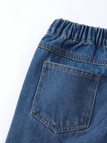 Bộ đồ denim cho bé gái, nhẹ nhàng mùa hè, phong cách đường phố dễ thương, áo hai dây denim vạt lệch có dây điều chỉnh + quần denim ống rộng cạp chun dễ phối đồ, chất liệu denim cotton mềm mại, phù hợp cho mặc hàng ngày, dự tiệc, đi học, sản phẩm mới năm 2026. - Rửa trung bình - Xem 8