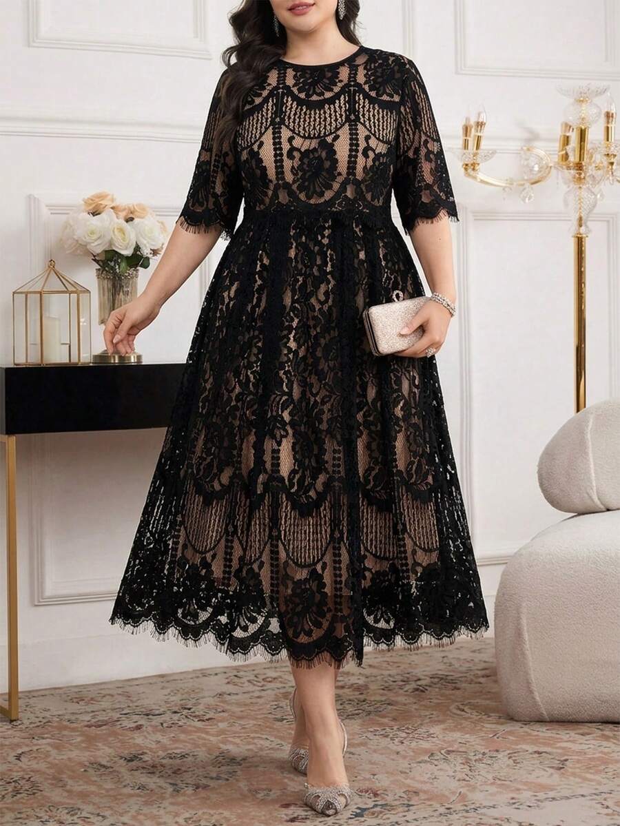 Reflora 大码优雅蕾丝派对礼服 - 彩色 - 查看 1