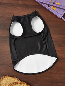 FRIENDS X SHEIN 1 Piece Of Cartoon Pattern Printed Pet Vest, Cat Clothes, Dog Clothes, Size XXS-XXXXL, Extra Small, Extra Large, Friendship. - Black - View 4